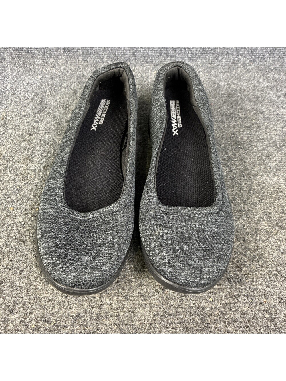 Skechers Goga Max Gostep Lite Womens sz 10 Gray Black Comfort Flats Shoes EUC